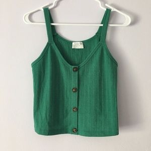 Sienna Sky Green Button Crop Tank S